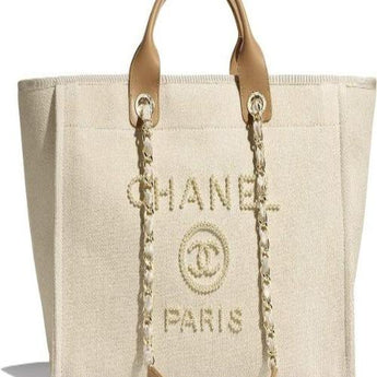 Chanel Deauville Fabric Tote Ecru & Beige