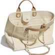 Chanel Deauville Fabric Tote Beige