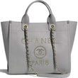 Chanel Deauville Fabric Tote Gray