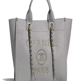 Chanel Deauville Fabric Tote Gray best quality