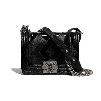 Chanel Le Boy Wallet On Chain – WOC Black Chevron Lambskin