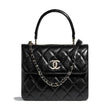 Chanel Flap Bag With Top Handle Lambskin Black