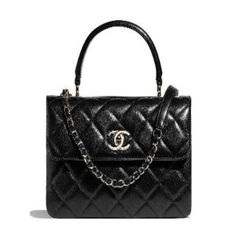 Chanel Flap Bag With Top Handle Lambskin Black