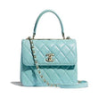 Chanel Small Flap Bag With Top Handle Light Blue-Gold