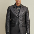 Two Button Genuine Leather Blazer