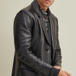 Two Button Genuine Leather Blazer