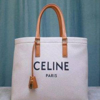 Celine Horizontal Cabas Celine In Canvas With Celine Print And Calfskin