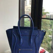 Celine Micro Luggage Handbag In Drummed Calfskin Petrol