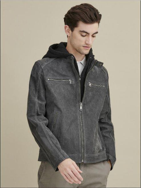 Jake Hooded Leather Jacket