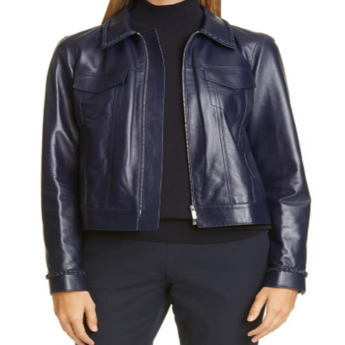 Trim Leather Jacket