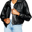 Funnel Neck Leather Jacket